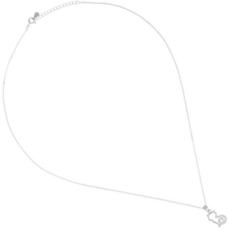 Ezüst nyaklánc - macska, átlátszó kerek cirkóniák, hossza 43 - 46 cm | Argento-ekszer.hu