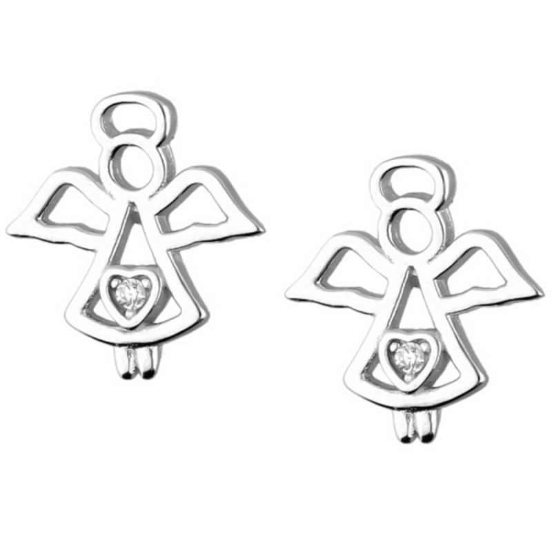 Ezüst fülbevaló - angyal, átlátszó kerek cirkónia | Argento-ekszer.hu Ezüst fülbevaló - angyal, átlátszó kerek cirkónia | Argento-ekszer.hu