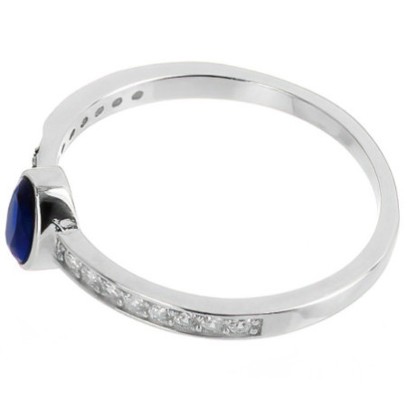 Ezüst gyűrű - átlátszó kerek cirkóniák, kék ovális cirkónia | Argento-ekszer.hu