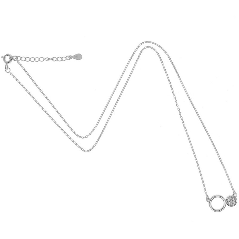 Ezüst nyaklánc - átlátszó kerek cirkóniák, hossza 43 - 46 cm | Argento-ekszer.hu