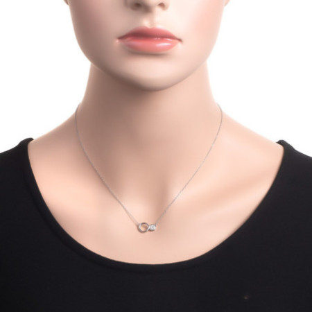 Ezüst nyaklánc - átlátszó kerek cirkóniák, hossza 43 - 46 cm | Argento-ekszer.hu