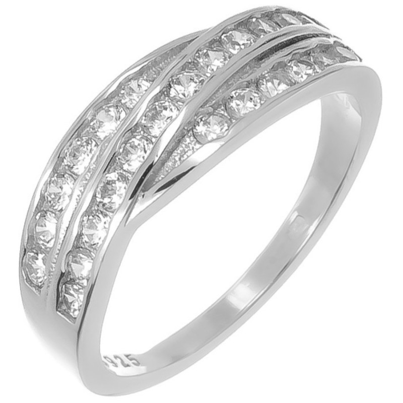 Ezüst gyűrű - átlátszó kerek cirkóniák | Argento-ekszer.hu