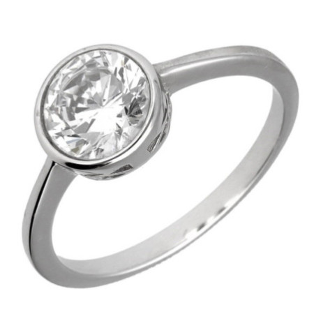 Ezüst gyűrű - átlátszó kerek cirkónia | Argento-ekszer.hu