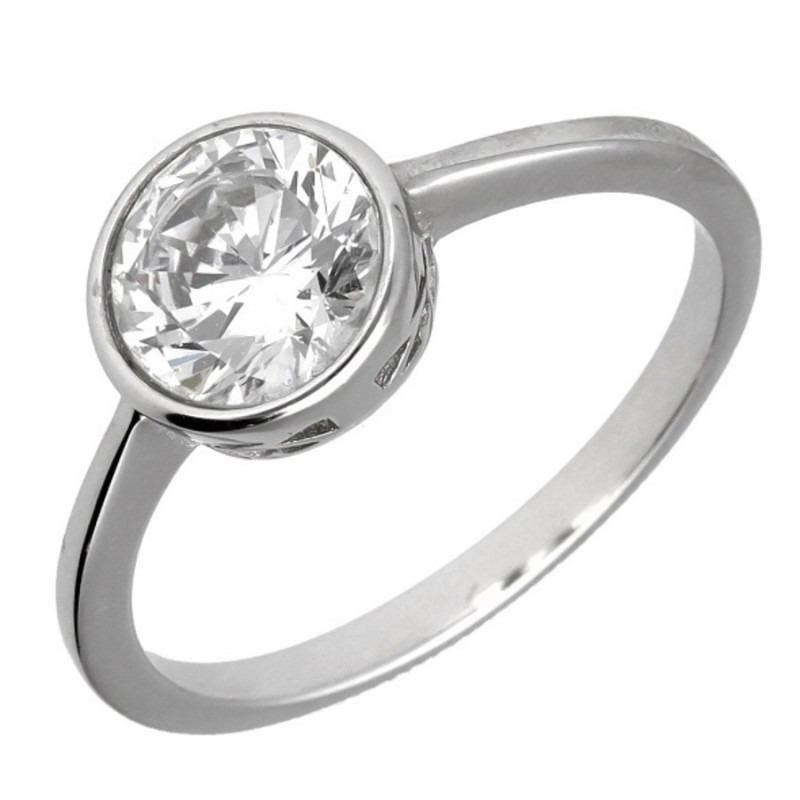 Ezüst gyűrű - átlátszó kerek cirkónia | Argento-ekszer.hu