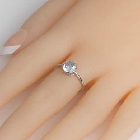 Ezüst gyűrű - átlátszó kerek cirkónia | Argento-ekszer.hu