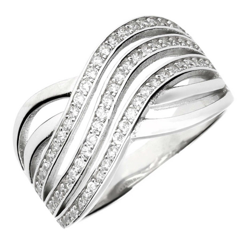 Ezüst gyűrű - átlátszó kerek cirkóniák | Argento-ekszer.hu