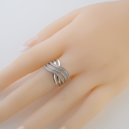 Ezüst gyűrű - átlátszó kerek cirkóniák | Argento-ekszer.hu