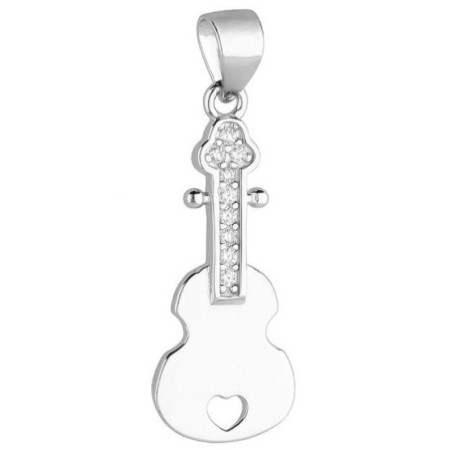 Ezüst medál - gitár, átlátszó kerek cirkóniák | Argento-ekszer.hu