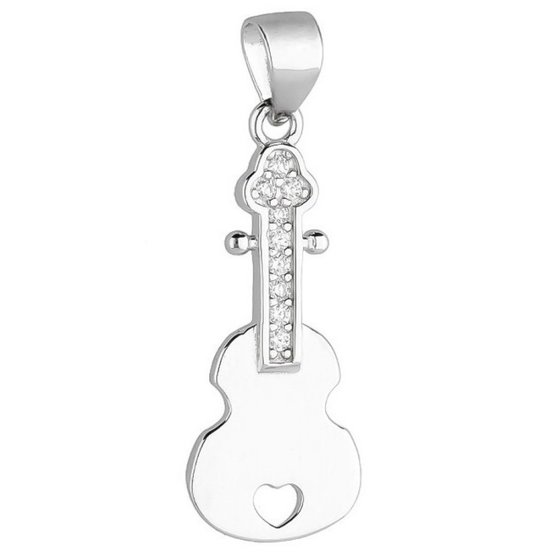 Ezüst medál - gitár, átlátszó kerek cirkóniák | Argento-ekszer.hu Ezüst medál - gitár, átlátszó kerek cirkóniák | Argento-ekszer.hu