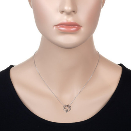 Ezüst nyaklánc - négylevelű lóhere, hossza 43 - 46 cm | Argento-ekszer.hu
