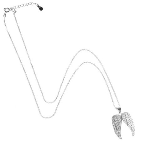 Ezüst nyaklánc - angyalszárny, átlátszó kerek cirkóniák, hossza 43 - 46 cm | Argento-ekszer.hu