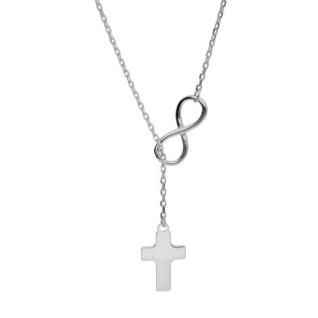 Ezüst nyaklánc - végtelen, kereszt, hossza 43 - 46 cm | Argento-ekszer.hu