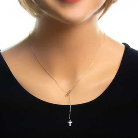 Ezüst nyaklánc - végtelen, kereszt, hossza 43 - 46 cm | Argento-ekszer.hu