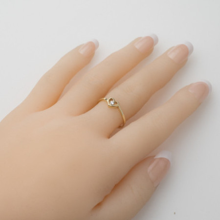 Aranyozott ezüst gyűrű - szív, átlátszó kerek cirkónia | Argento-ekszer.hu