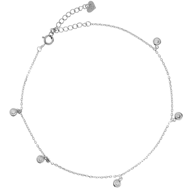 Ezüst bokalánc - átlátszó kerek cirkóniák, hossza 22 - 26 cm | Argento-ekszer.hu
