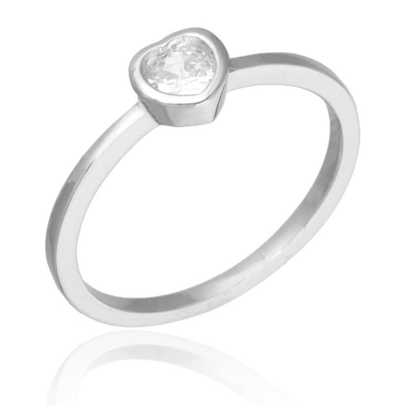 Ezüst gyűrű - szív, átlátszó kerek cirkónia | Argento-ekszer.hu