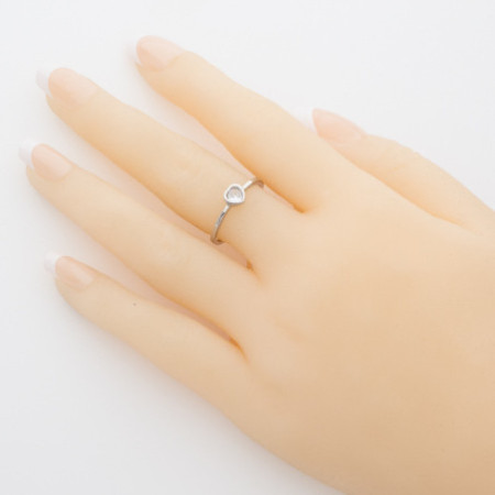 Ezüst gyűrű - szív, átlátszó kerek cirkónia | Argento-ekszer.hu