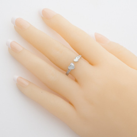 Ezüst gyűrű - szív, fehér  gyöngyház, átlátszó  cirkóniák | Argento-ekszer.hu