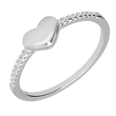Ezüst gyűrű - szív, átlátszó kerek cirkóniák | Argento-ekszer.hu