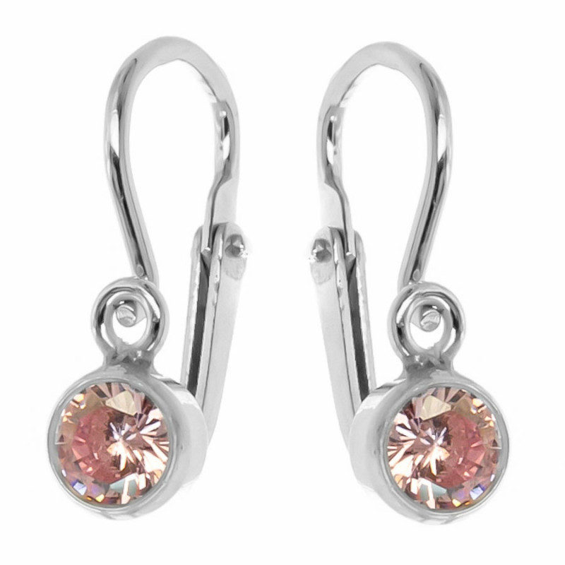 Ezüst fülbevaló - rózsaszín kerek cirkónia | Argento-ekszer.hu Ezüst fülbevaló - rózsaszín kerek cirkónia | Argento-ekszer.hu