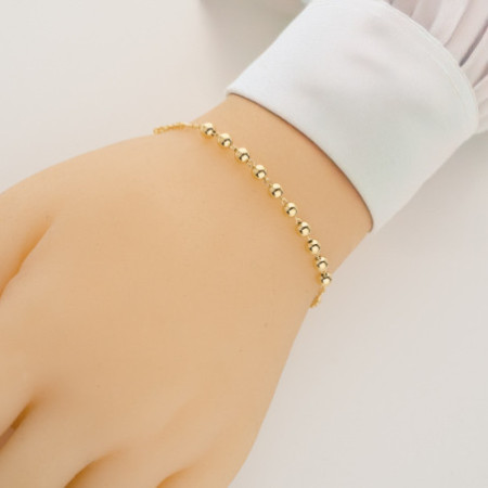 Aranyozott ezüst karkötő rózsafüzér - 1 tized, kereszt, Csodás érem, hossza 18 - 24 cm | Argento-ekszer.hu