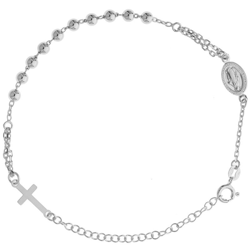 Ezüst karkötő rózsafüzér - 1 tized, kereszt, Csodás érem, hossza 18 - 24 cm | Argento-ekszer.hu Ezüst karkötő rózsafüzér - 1 tized, kereszt, Csodás érem, hossza 18 - 24 cm | Argento-ekszer.hu