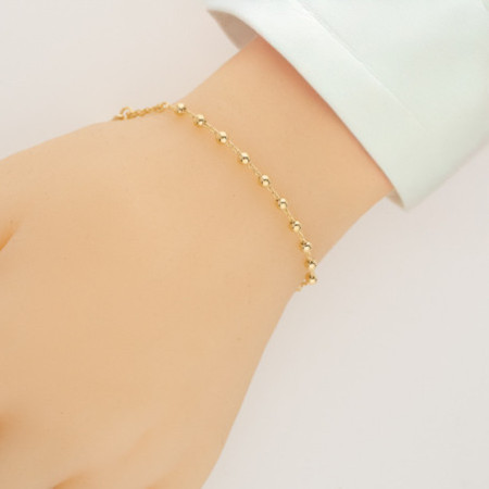 Aranyozott ezüst karkötő rózsafüzér - 1 tized, kereszt, Csodás érem, hossza 17 - 23 cm | Argento-ekszer.hu
