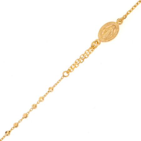 Aranyozott ezüst karkötő rózsafüzér - 1 tized, kereszt, Csodás érem, hossza 17 - 20 cm | Argento-ekszer.hu