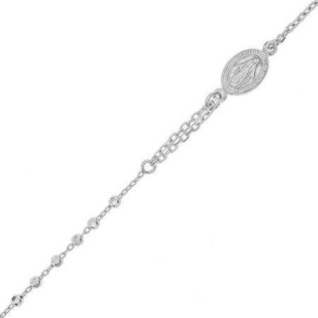 Ezüst karkötő rózsafüzér - 1 tized, kereszt, Csodás érem, hossza 17 - 20 cm | Argento-ekszer.hu