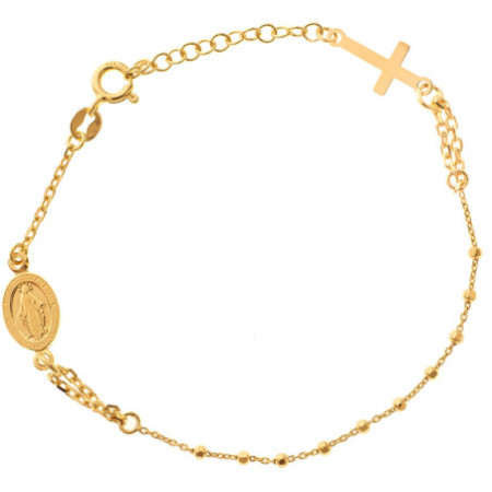Ezüst karkötő rózsafüzér - 1 tized, kereszt, Csodás érem, hossza 17 - 20 cm | Argento-ekszer.hu