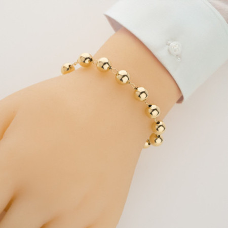 Aranyozott ezüst karkötő rózsafüzér - 1 tized, kereszt Jézussal, Csodás érem, hossza 18 - 24 cm | Argento-ekszer.hu