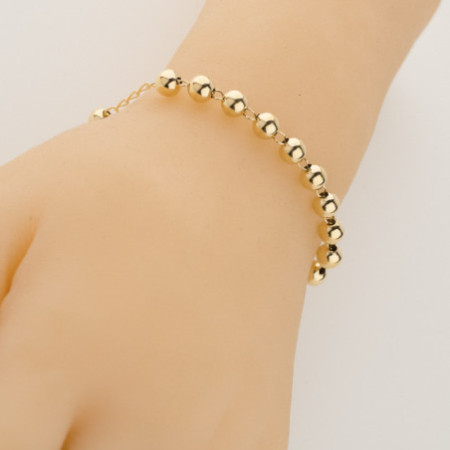Aranyozott ezüst karkötő rózsafüzér - 1 tized, kereszt Jézussal, Csodás érem, hossza 17 - 23 cm | Argento-ekszer.hu