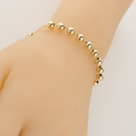 Aranyozott ezüst karkötő rózsafüzér - 1 tized, kereszt Jézussal, Csodás érem, hossza 17 - 22 cm | Argento-ekszer.hu