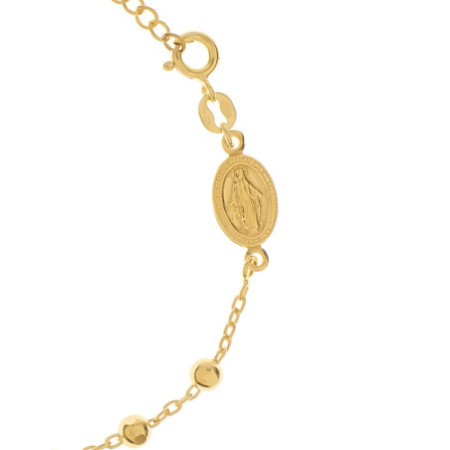 Aranyozott ezüst karkötő rózsafüzér - 1 tized, kereszt, Csodás érem, hossza 18 - 20 cm | Argento-ekszer.hu