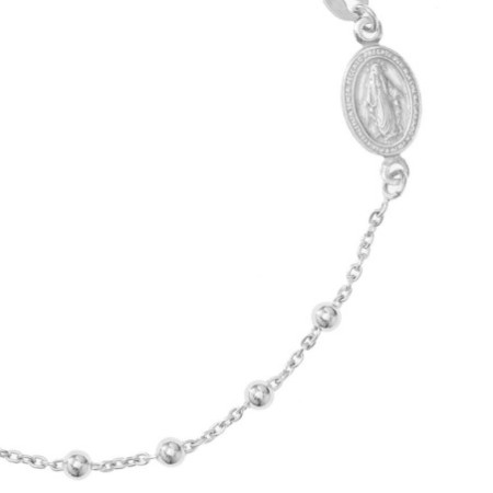 Ezüst karkötő rózsafüzér - 1 tized, kereszt, Csodás érem, hossza 17 - 20 cm | Argento-ekszer.hu
