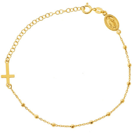 Ezüst karkötő rózsafüzér - 1 tized, kereszt, Csodás érem, hossza 17 - 23 cm | Argento-ekszer.hu