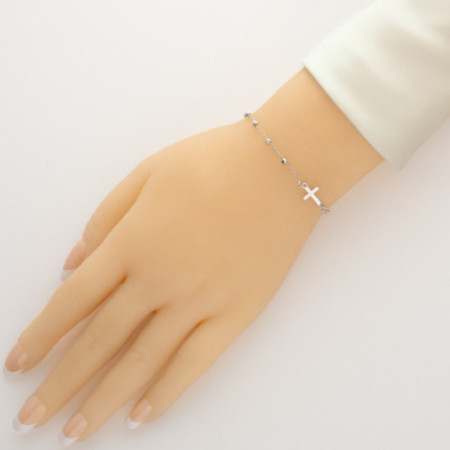 Ezüst karkötő rózsafüzér - 1 tized, kereszt, Csodás érem, hossza 17 - 23 cm | Argento-ekszer.hu