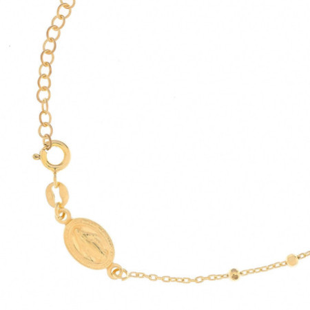 Aranyozott ezüst karkötő rózsafüzér - 1 tized, kereszt, Csodás érem, hossza 17 - 20 cm | Argento-ekszer.hu