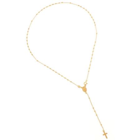 Aranyozott ezüst nyaklánc - rózsafüzér, 5 tized, kereszt, Csodás érem, hossza 50 cm | Argento-ekszer.hu