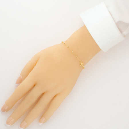 Aranyozott ezüst karkötő rózsafüzér - 1 tized, kereszt, Csodás érem, hossza 17 - 23 cm | Argento-ekszer.hu