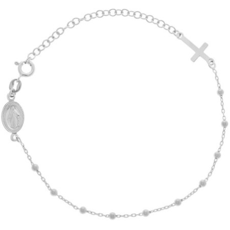 Ezüst karkötő rózsafüzér - 1 tized, kereszt, Csodás érem, hossza 17 - 23 cm | Argento-ekszer.hu