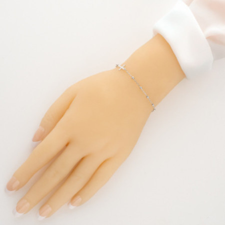 Ezüst karkötő rózsafüzér - 1 tized, kereszt, Csodás érem, hossza 17 - 23 cm | Argento-ekszer.hu
