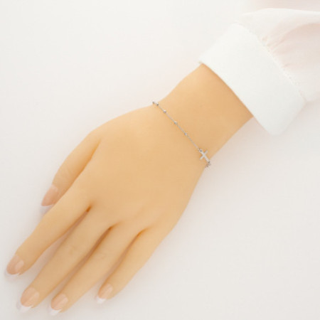 Ezüst karkötő rózsafüzér - 1 tized, kereszt, Csodás érem, hossza 18 - 24 cm | Argento-ekszer.hu
