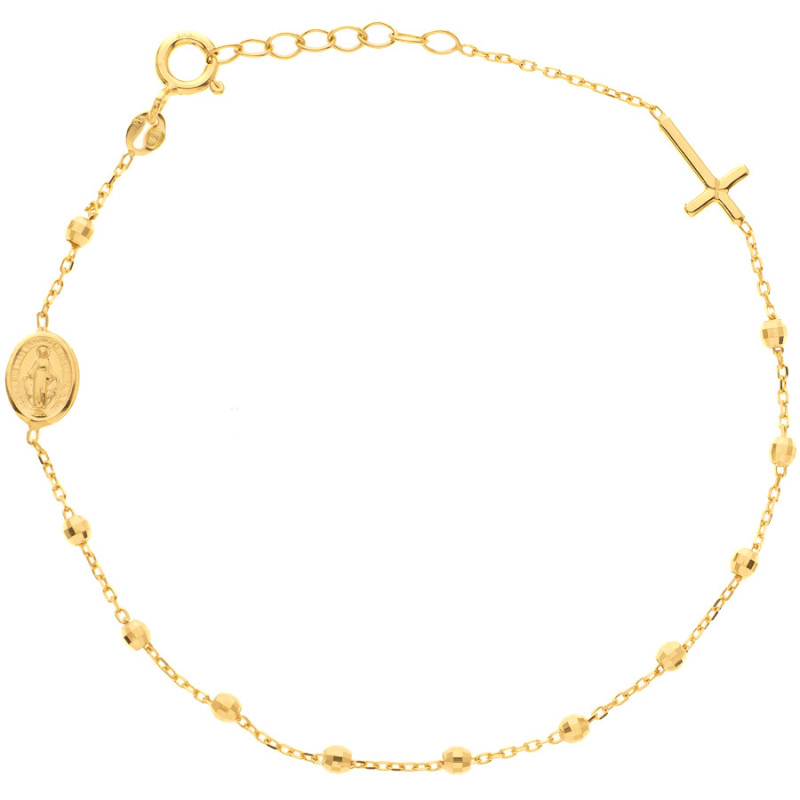 Arany karkötő rózsafüzér - 1 tized, kereszt, Csodás érem, Rolo minta, hossza 18 - 20 cm | Argento-ekszer.hu Arany karkötő rózsafüzér - 1 tized, kereszt, Csodás érem, Rolo minta, hossza 18 - 20 cm | Argento-ekszer.hu
