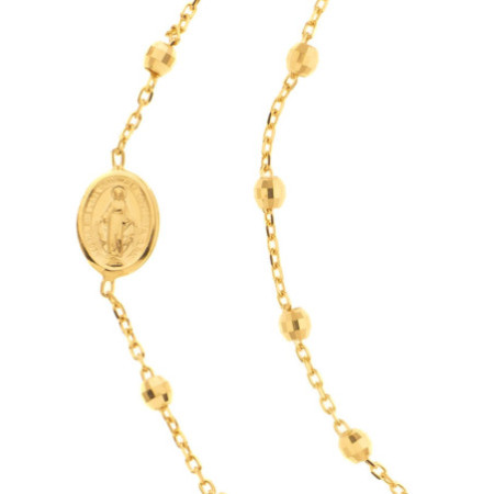 Arany karkötő rózsafüzér - 1 tized, kereszt, Csodás érem, Rolo minta, hossza 18 - 20 cm | Argento-ekszer.hu