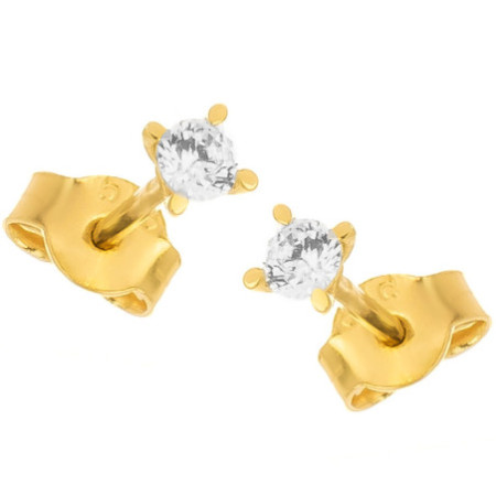 Arany fülbevaló - átlátszó kerek cirkónia, átmérője 2,8 mm | Argento-ekszer.hu
