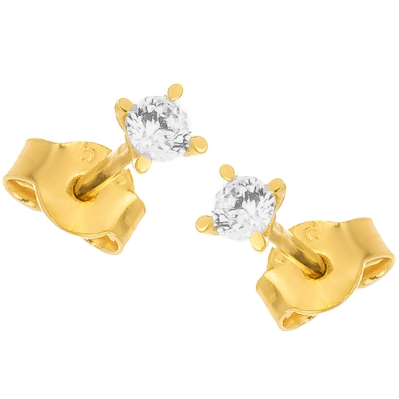 Arany fülbevaló - átlátszó kerek cirkónia, átmérője 2,8 mm | Argento-ekszer.hu Arany fülbevaló - átlátszó kerek cirkónia, átmérője 2,8 mm | Argento-ekszer.hu