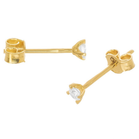 Arany fülbevaló - átlátszó kerek cirkónia, átmérője 2,8 mm | Argento-ekszer.hu
