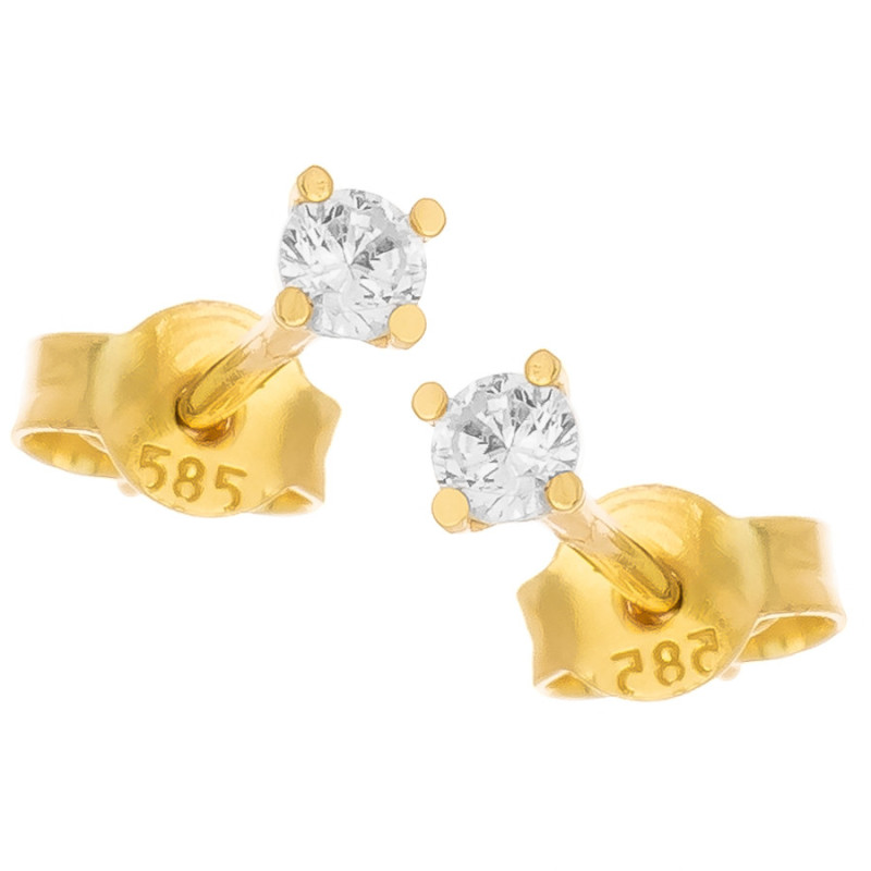 Arany fülbevaló - átlátszó kerek cirkónia, átmérője 2,5 mm | Argento-ekszer.hu Arany fülbevaló - átlátszó kerek cirkónia, átmérője 2,5 mm | Argento-ekszer.hu