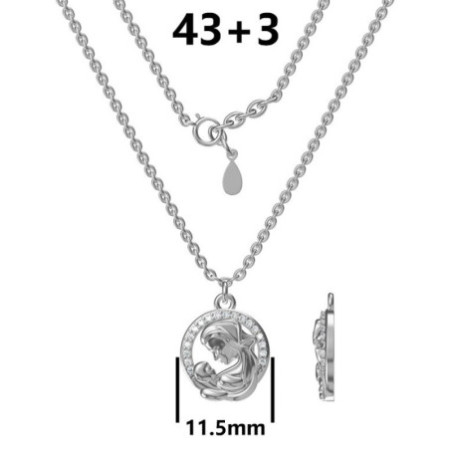 Ezüst nyaklánc - anya gyermekével, átlátszó kerek cirkóniák, hossza 43 - 46 cm | Argento-ekszer.hu